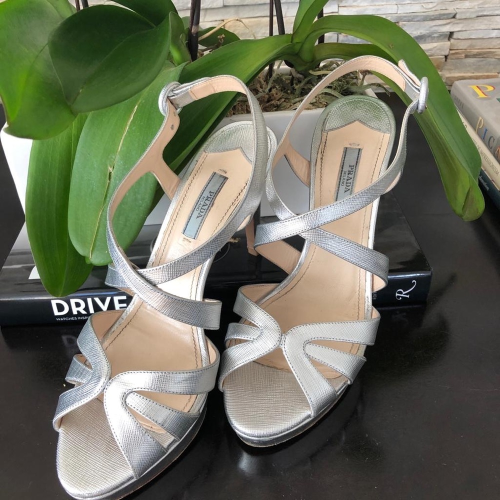 AUTH SILVER PRADA SANDALS